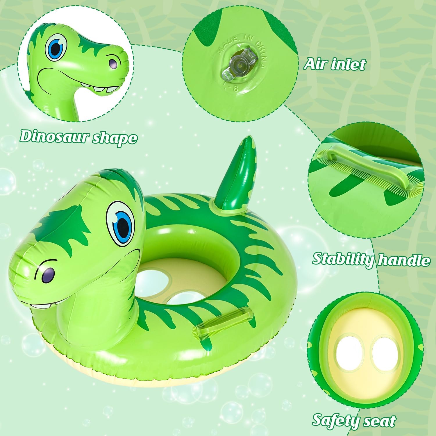 Baby Swimming Float,Baby Dinosaur Swim Ring Seat Pool Floats for Kids Boys Girls Summer Beach Water Party - Image 3