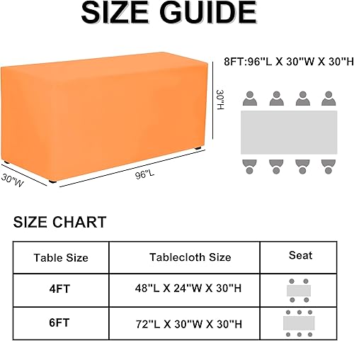 Miniatura 73 de PLOYMONO Paquete de 4 manteles ajustables color negro, fundas de mesa hasta el suelo para mesas rectangulares de 6 pies (72 x 30 pulgadas), mantel