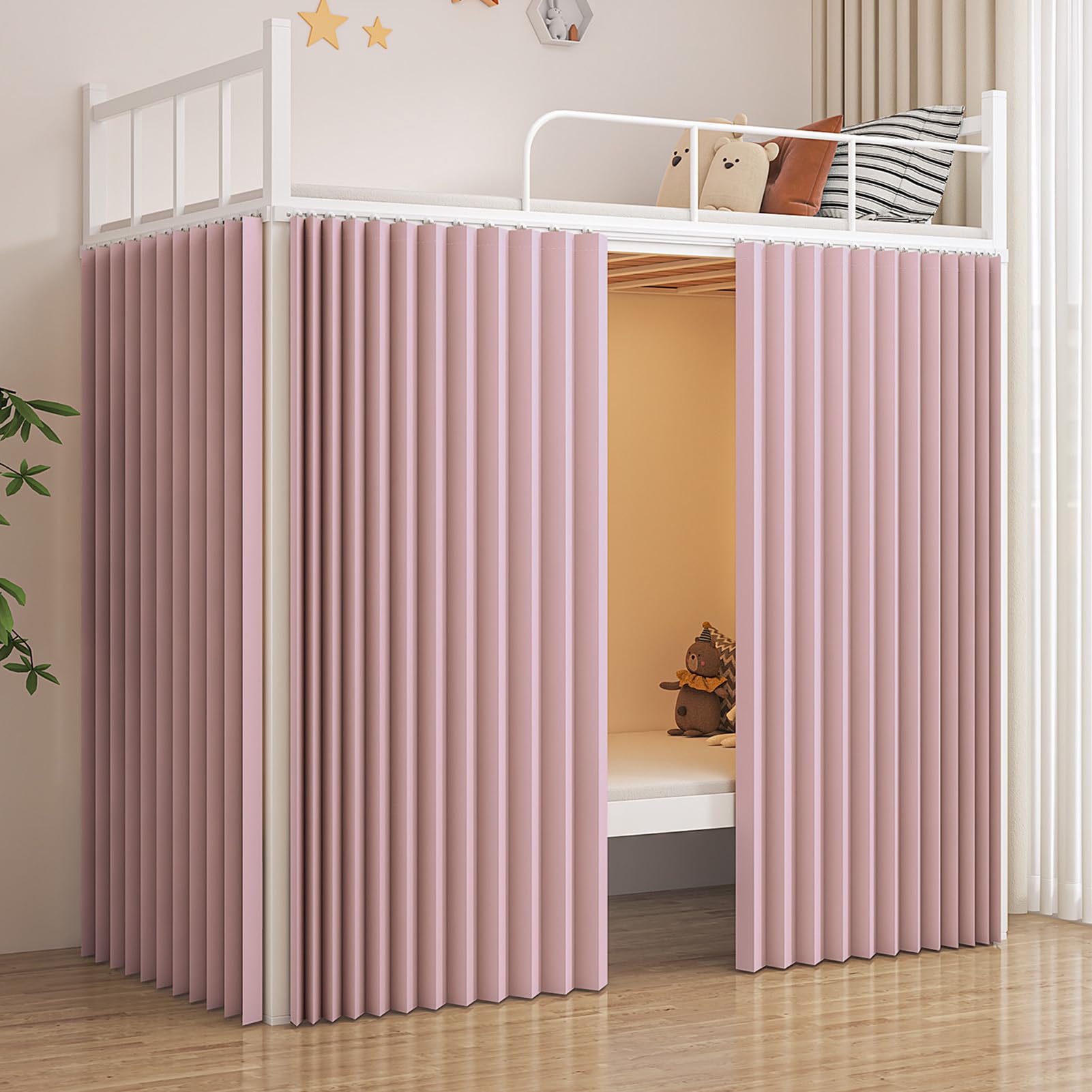 Cortinas de cama de privacidad para crear un oasis en la litera inferior del dormitorio
