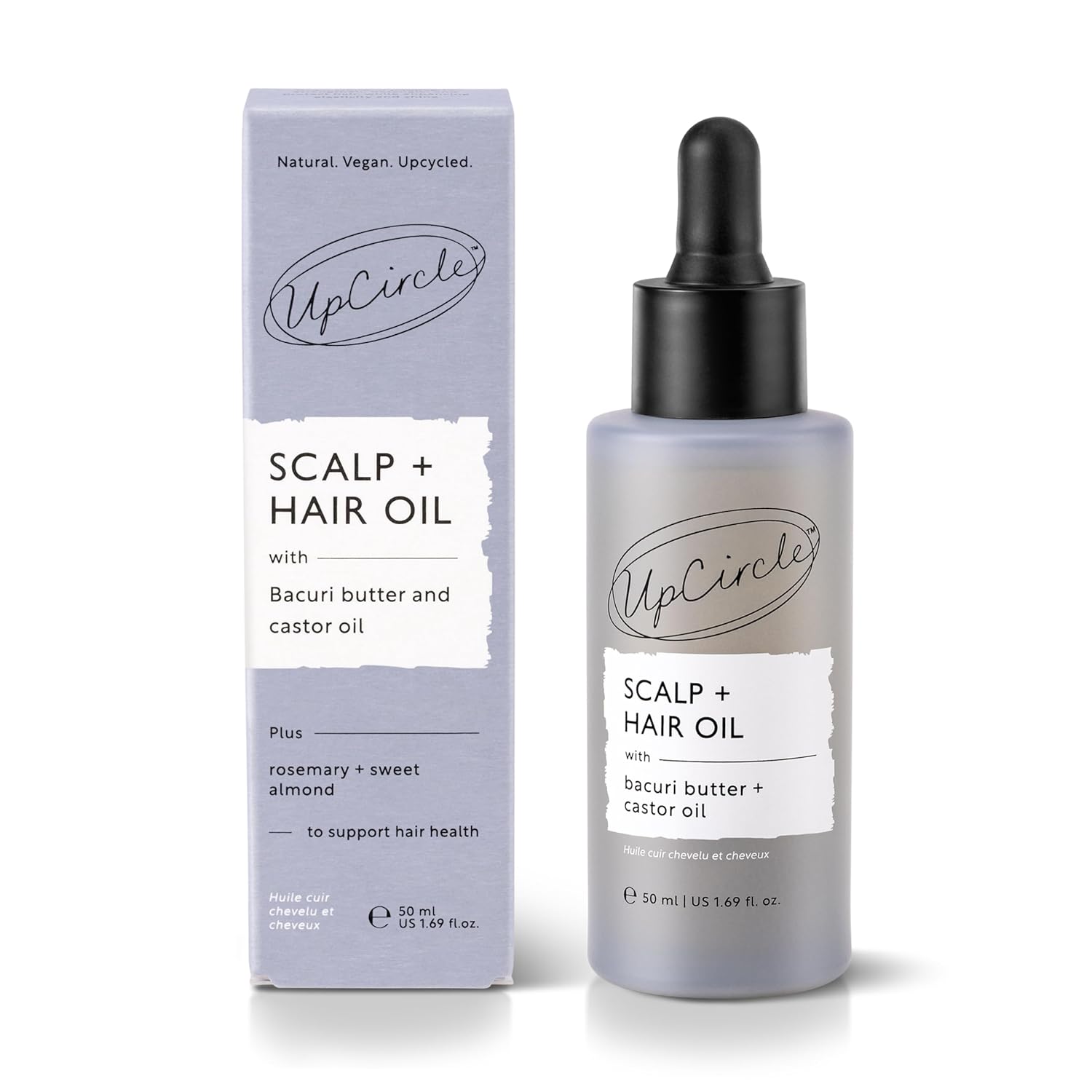 UPCIRCLE Scalp + Hair Oil 50ml – Targets Dryness + Damage - Bacuri Butter Restores + Repairs + Rosemary Oil Promotes Hair Growth - Vegan + Cruelty-Free