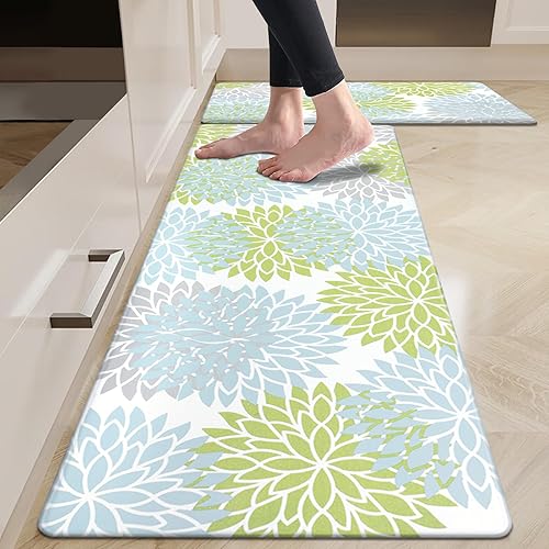 Miniatura 1 de HEBE Juego de 2 alfombras de cocina antideslizantes y alfombrillas acolchadas para el suelo, impermeables, cómodas, para cocina, oficina en casa,