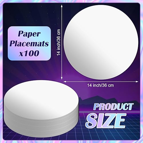 Miniatura 3 de Yeaqee 100 manteles individuales redondos de papel desechables, manteles individuales decorativos de papel de espejo para comedor, boda, decoración