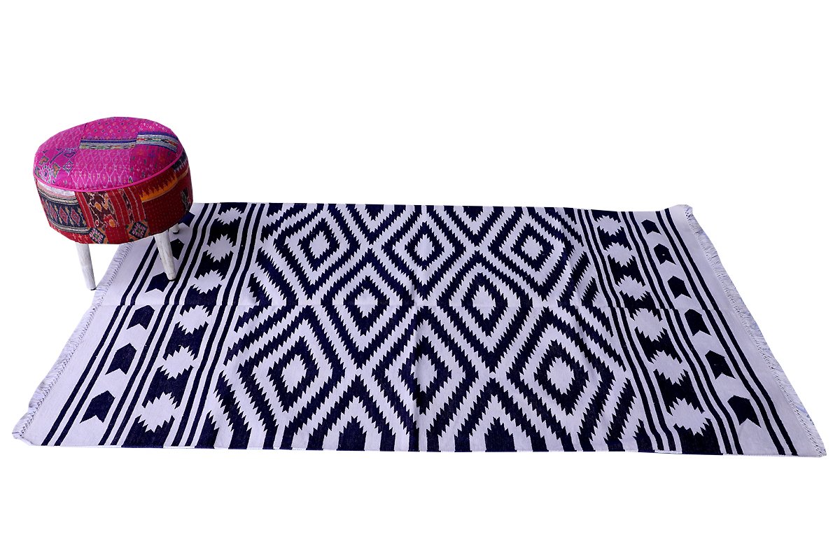 Buy Rugs House Rugs White & Dark Blue Color (6x4) FT; HD003 Online at