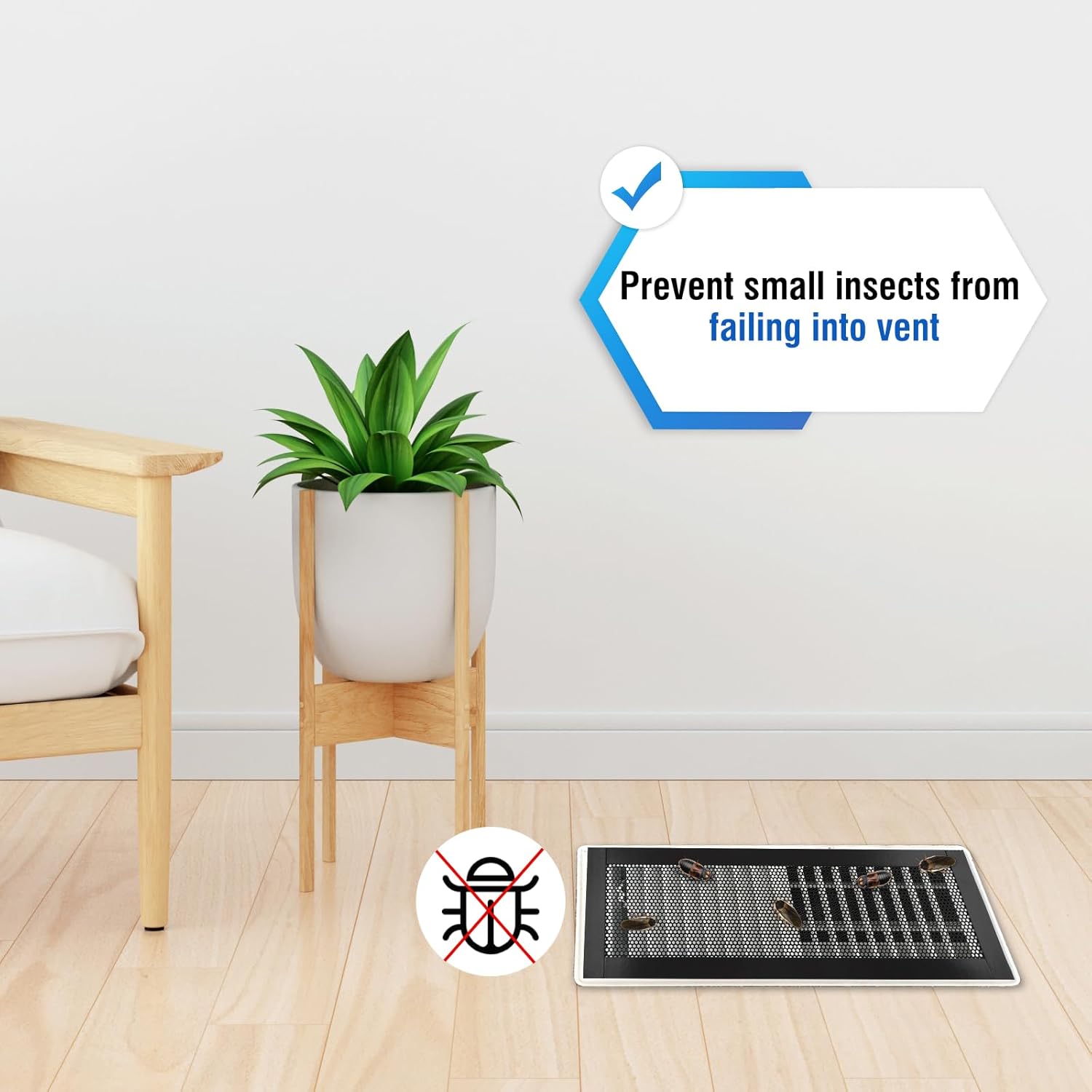 6P Magnetic Floor Vent Covers 5.5 x 14 Inch Air Vent Screen Cover Magnetic Floor Register Vent Covers Magnetic PVC Vent Mesh for Home Wall Ceiling Floor Catches Debris