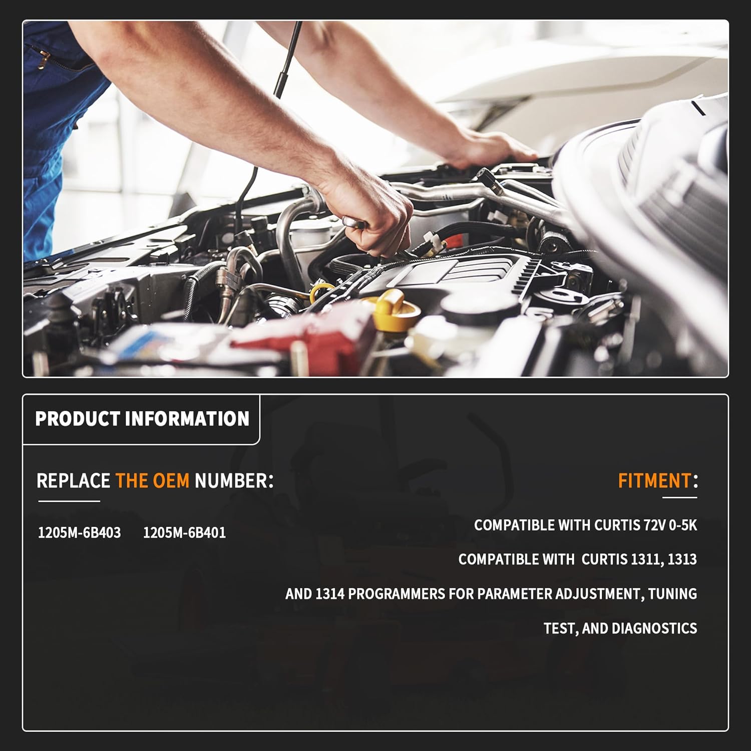 1205M-6B403 60V 72V 400A Golf Carts Controller Compatible with Curtis Series Golf Cart Replace 1205M-6B401 0-5k