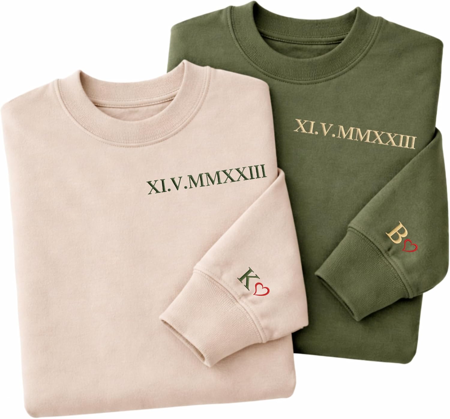 Custom Embroidered Roman Numeral Couple Hoodie Sweatshirt, Personalized Date & Heart Matching Sweater, Valentines Day Gifts - Image 4