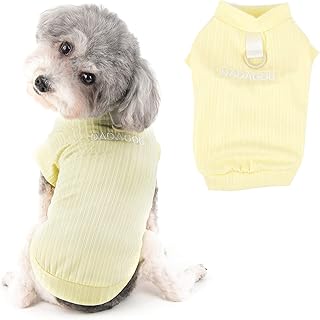 Ranphy Dog Shirts for Small Dog Girls Boys Embroidery Letter Pet Vest Doggy Soft Breathable Tank Top with D-Ring Puppy Spring Summer Costume Cats Apparel, Yellow, M