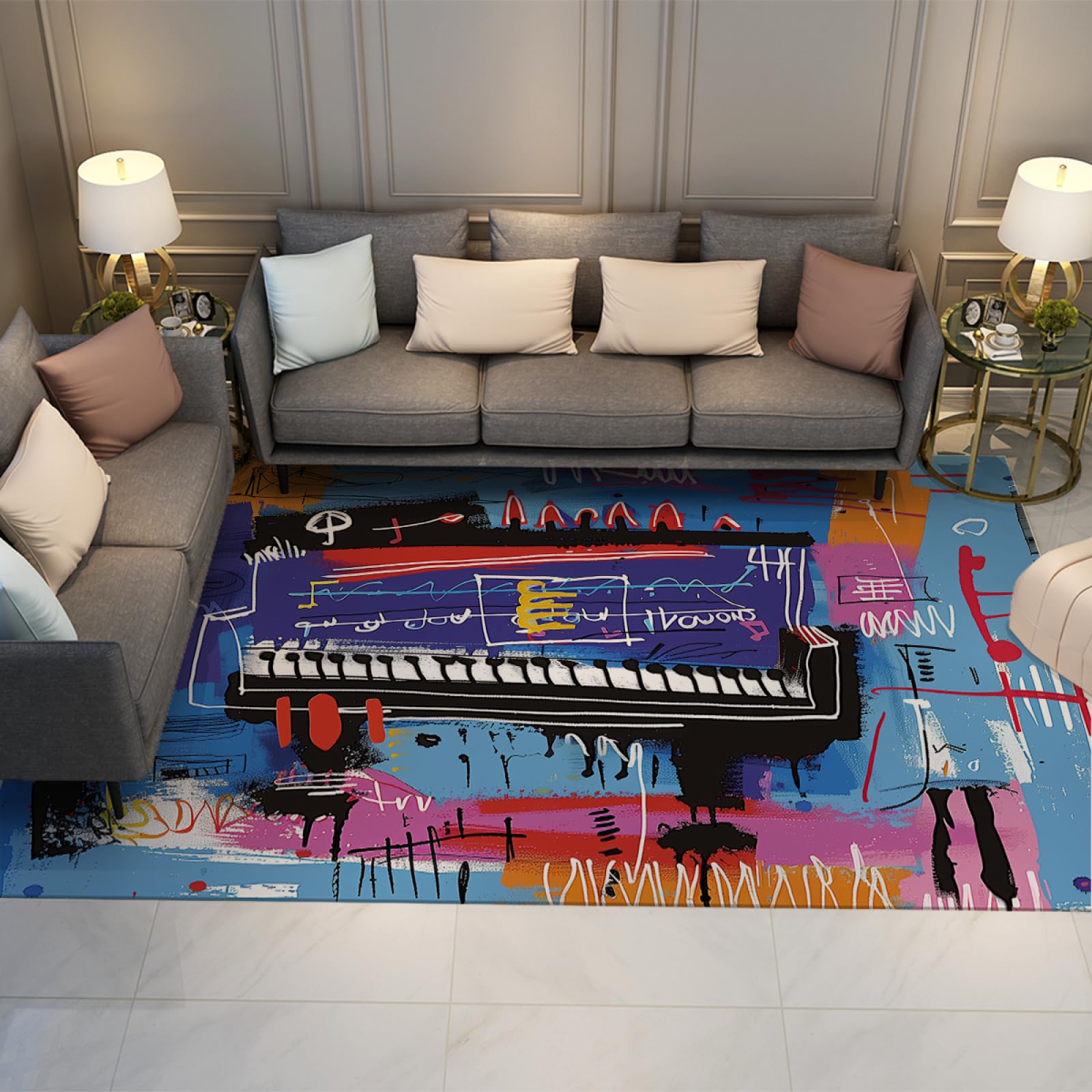 Tapis musique de piano pour salle à manger et chevet de chambre d'enfant