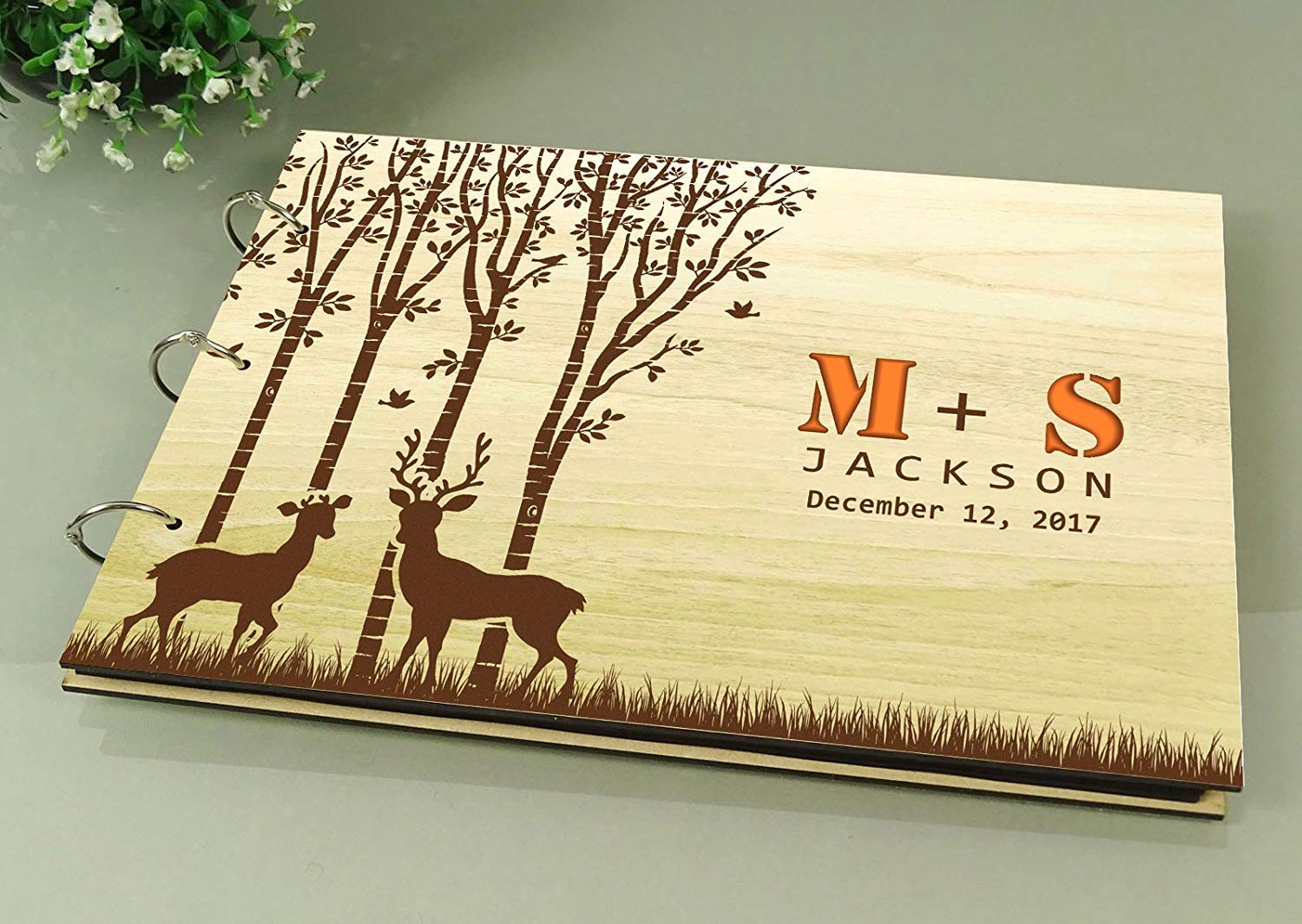 Darling Souvenir Baum Hochzeit Gästebuch Mit Hirsch Personalisierte Name Und Datum Einklebebuch Foto Alben Buch
