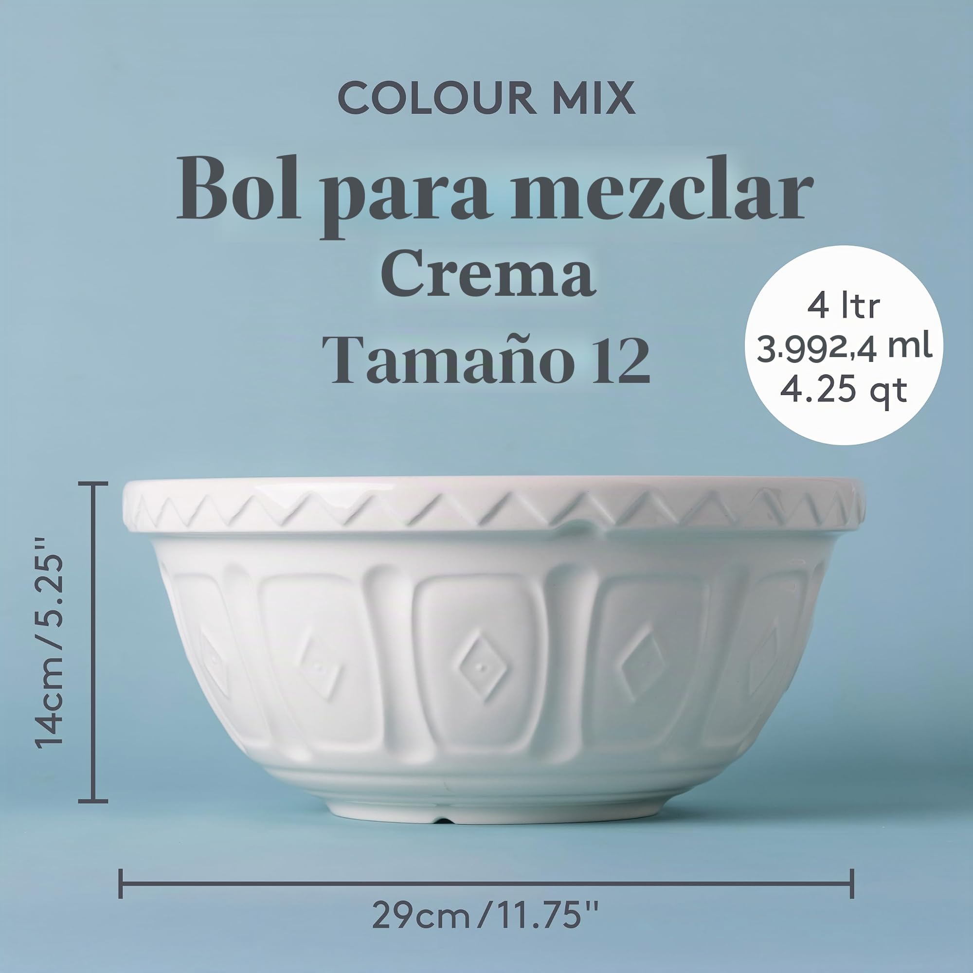 Cuencos para Preparar Alimentos de Mason Cash, cerámica, Crema, 4 Litre/29 cm