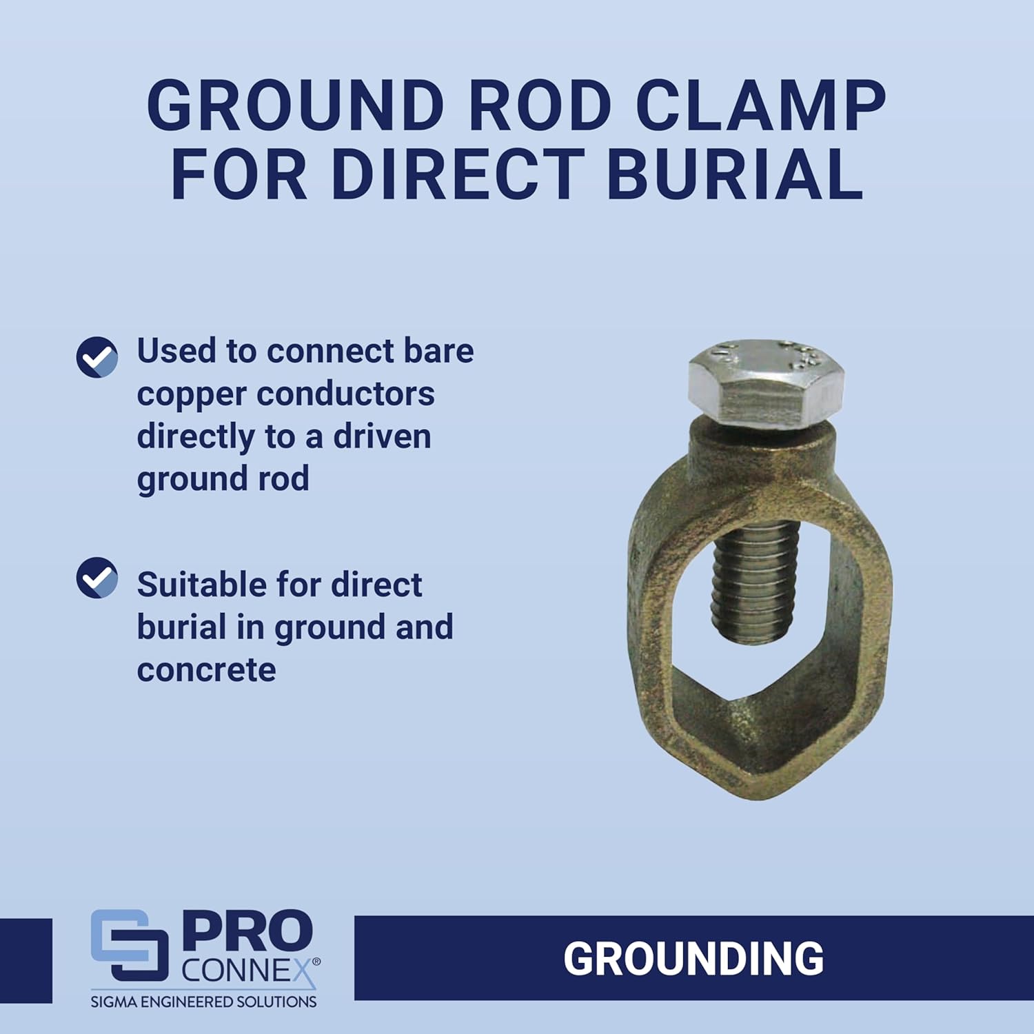 Sigma Engineered Solutions ProConnex 49162 Ground Rod Clamp 1/2-Inch Conduit Fitting, 1-Pack