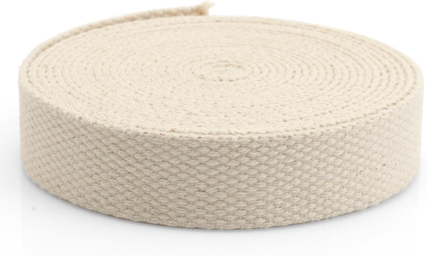 CRAFTMEMORE Natural Cotton Webbing Ribbon for Arts & Crafts, Fabric Purse Strap, Belting, Tote Bags (1 1/4 Inch, 50 Yards)