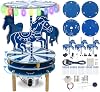 MIOYOOW DIY Carousel Music Box Soldering Kit, RGB LED Merry-go-Round Solder Practice Kit with 3 Songs, STEM Educational Electronics Project for Students and Desk Ornament