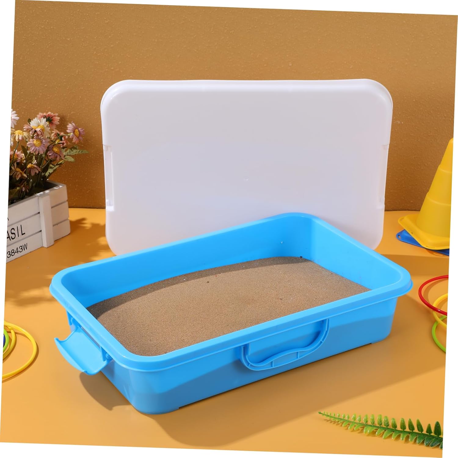 2pcs Handheld Sand Tray with Lid Portable Sandbox Storage Box for Boys and Girls Design for and Sand Toy Organization