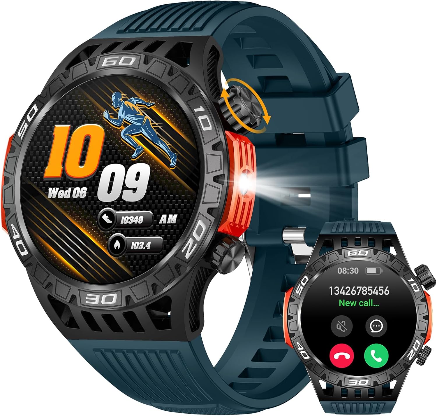 Good Watch Rugged and Navy with IP68 Waterproof Bluetooth Reply/Dial Calls AI Assistant, Lengthy-Lasting Battery Life, 110+ Sports activities Monitoring, Well being Monitoring, 1.46″ HD Show, Blue