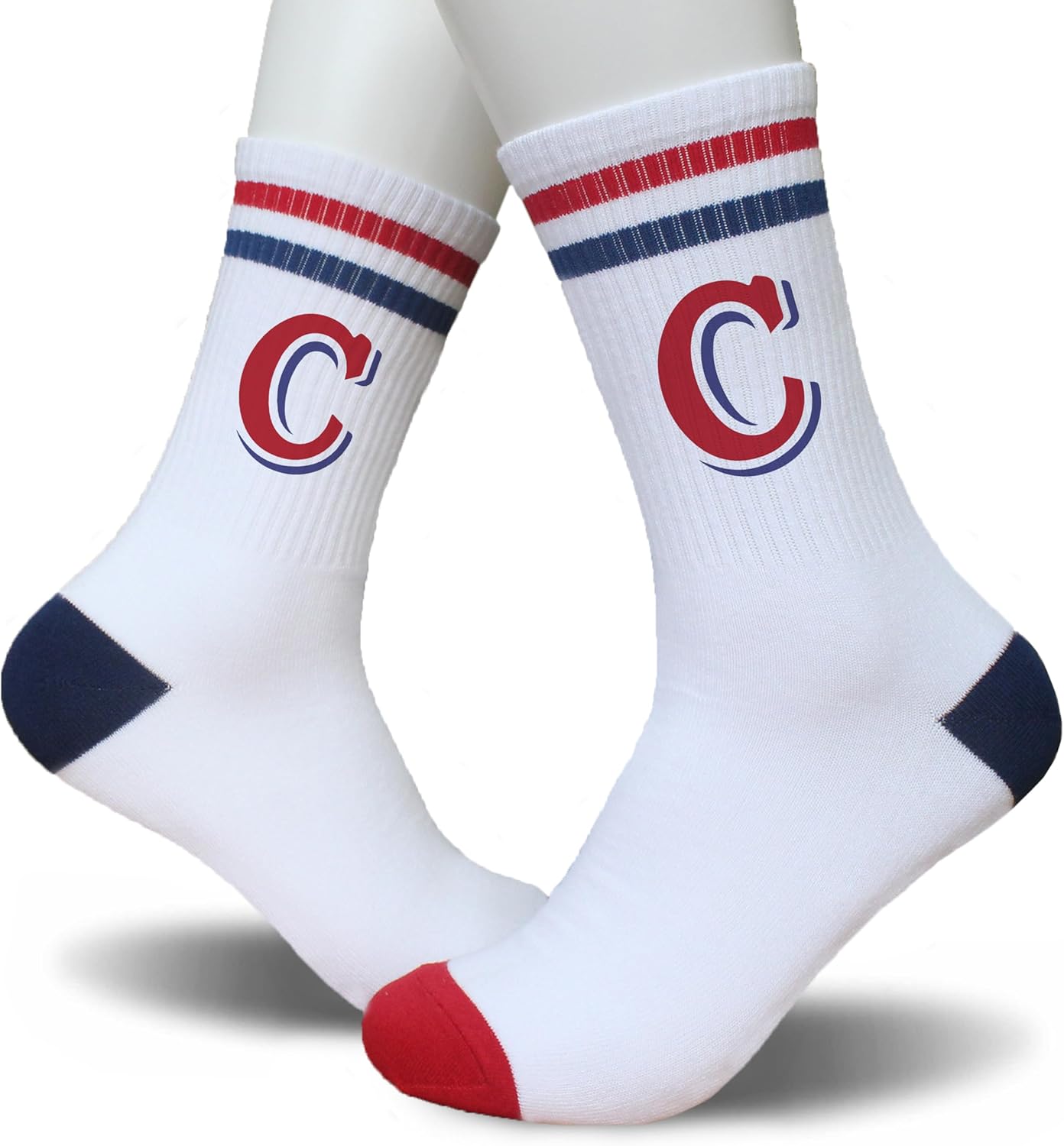 Grace Yonks Blue and Red Striped Socks With The Letter, Vintage Monogram Socks - Image 3