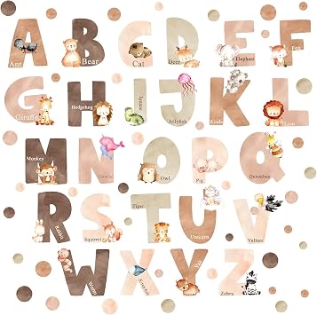 Boho Alphabet ABC Wall Decal Decor Peel and Stick Letters Name Sign Sticker | Custom name decal for wall, self-adhesive, peel and stick, removable vinyl lettering, for kids baby bedroom classroom nursery