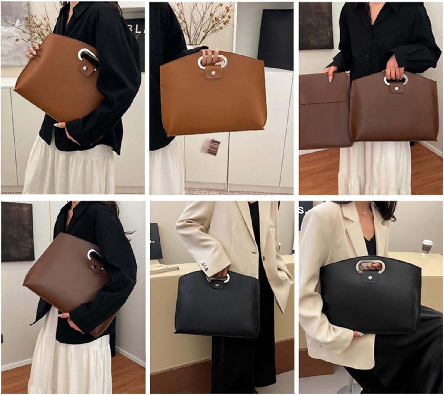 The 2-Piece Set: Sophisticated Business Waterproof Leather Laptop, 2-Piece Business Waterproof Laptop Handbag for Women Man