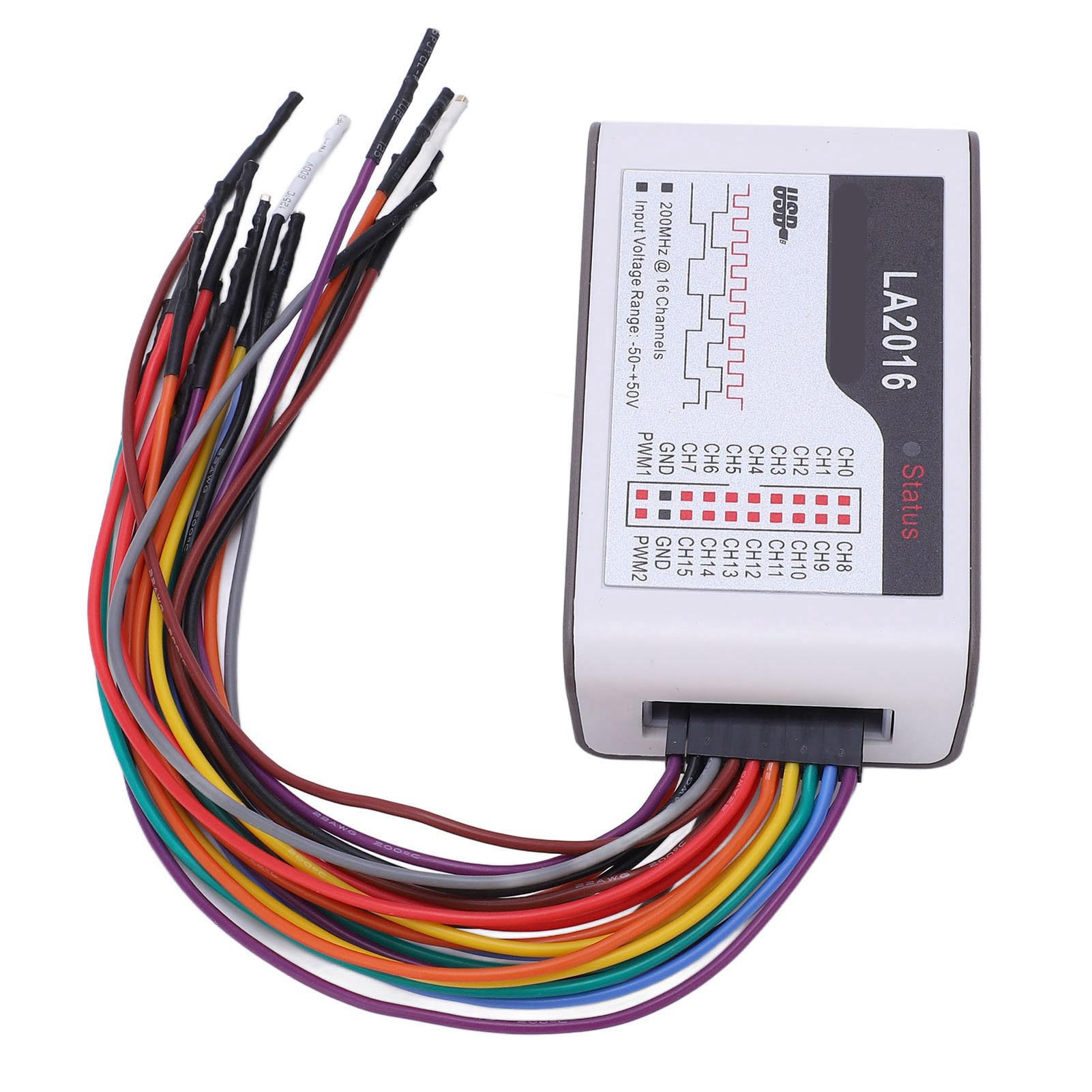 Analizador Lógico USB de 16 Canales 200 MS/s con Exportación de Datos de Forma de Onda para ARM FPGA MCU Debug Compatible