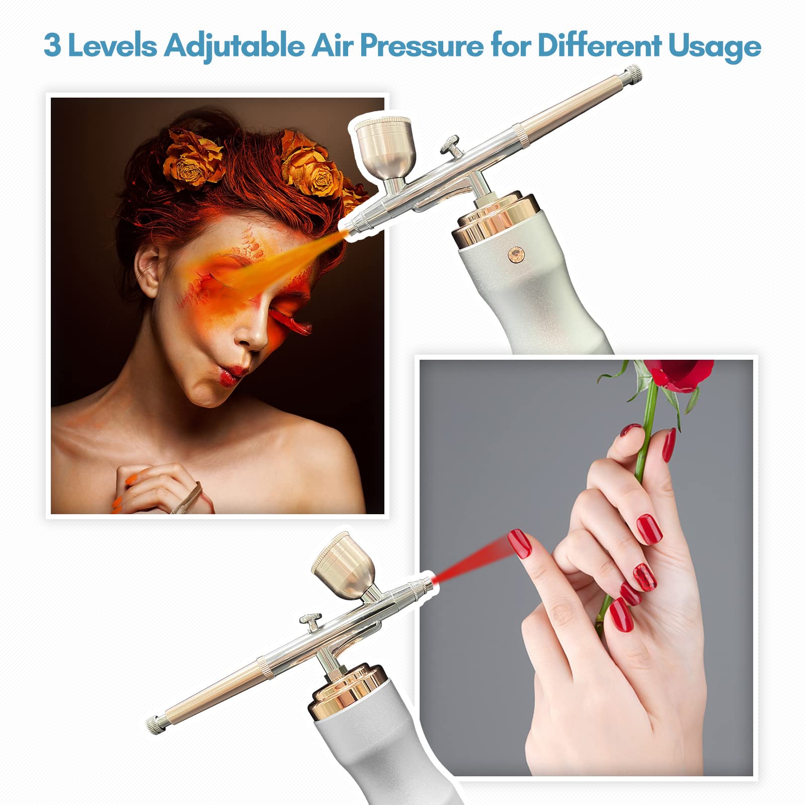 Upgraded Portable Airbrush Kit With Compressor 30PSI Mini Cordless - View #6