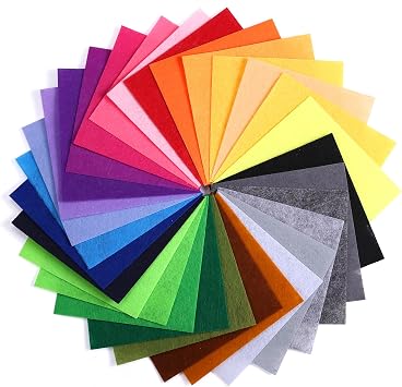 Naler Felt Sheet 15 x 15cm, 30pcs, Assorted Colour | Non Woven Fabric, Patchwork Sewing Square, DIY Craftwork Handicraft