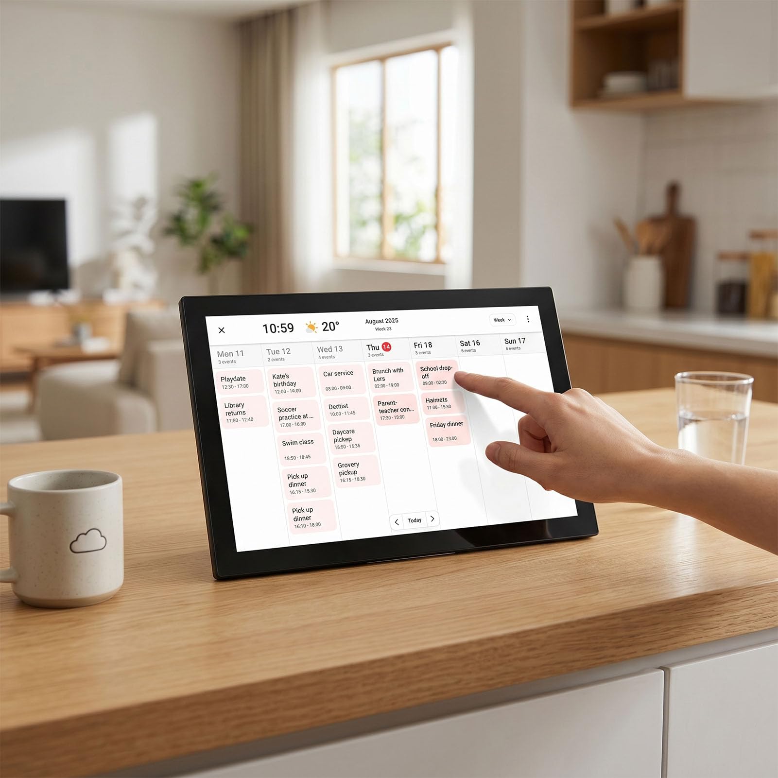 Naroote Calendario Digitale, Agenda Elettronica Intelligente da 10.1 Pollici con Schermo Tattile HD, Cornice Digitale, Agenda Familiare, Controllo tramite App, per Casa e Scuola