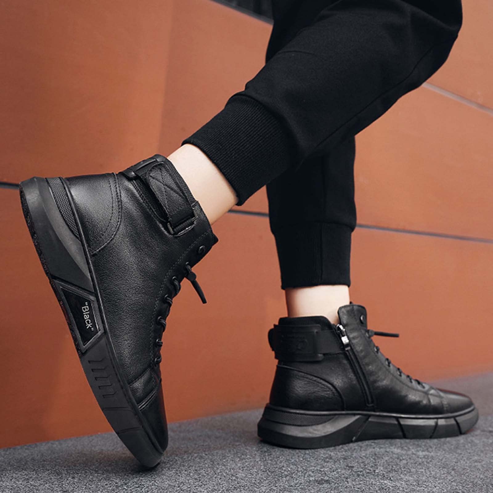 Botas de Cuero Informales cálidas de Felpa de Estilo británico de tamaño para Hombre, Antideslizantes y cómodas para Invierno y Diario Elegante, con Acabados de Calidad