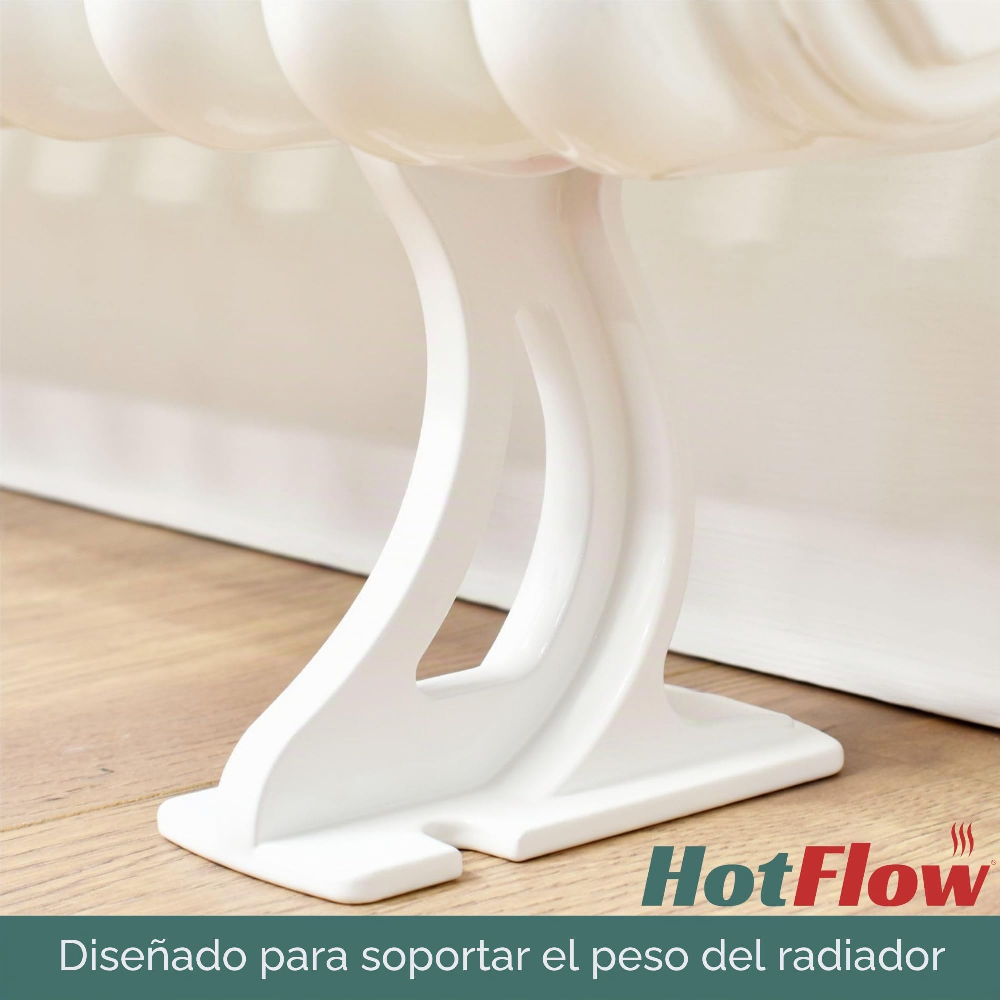 Par de patas de radiador de columna blanca de tráfico, 100 mm de alto, compatibles con radiadores de columna y radiadores de hierro fundido. Producto ideal para soportar el peso de los
