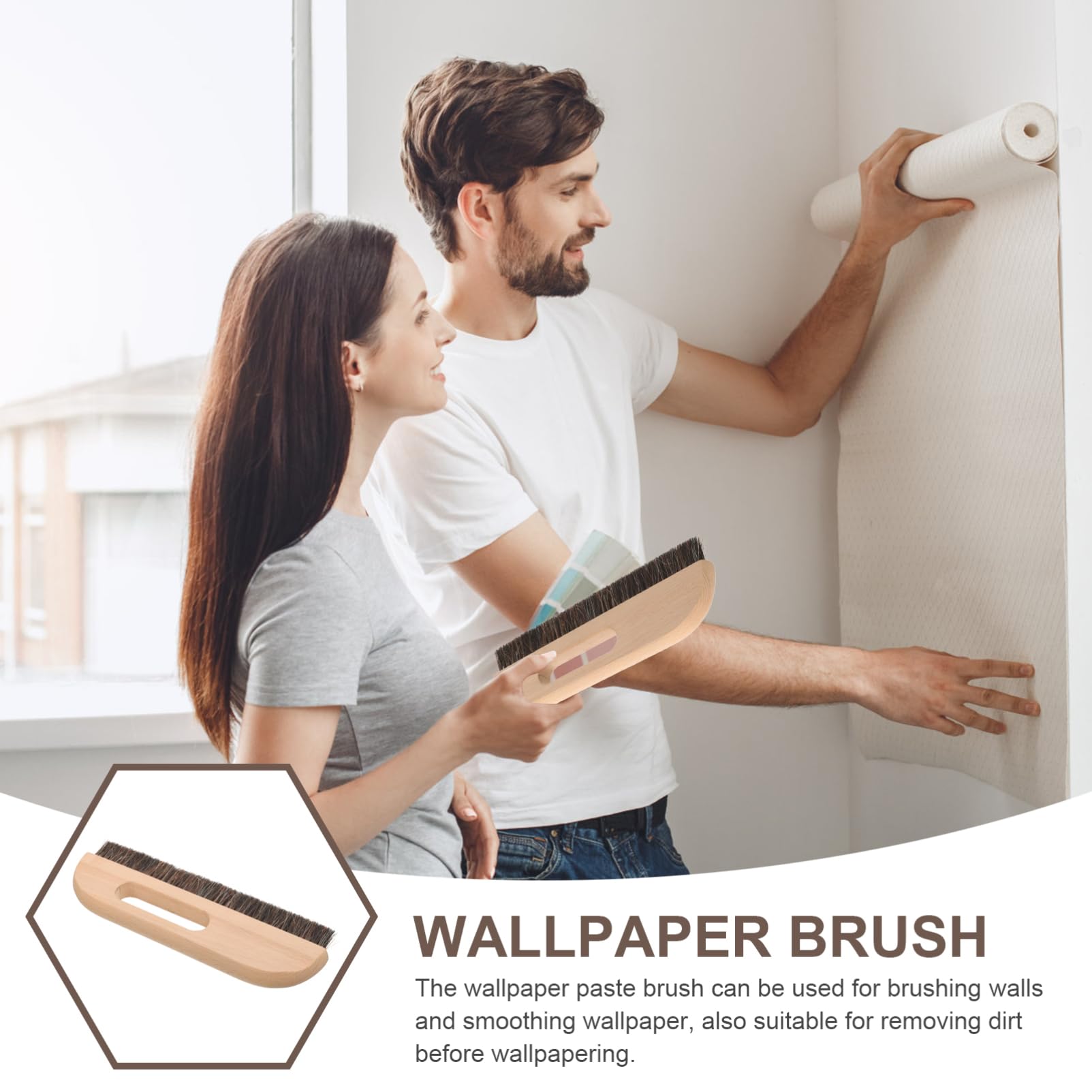 Artibetter 5pièces Brosse à Tapisser Poils De Cheval Avec Outil De Mural Pour Application De Colle Brosse Maroufler Résistante Et Réutilisable