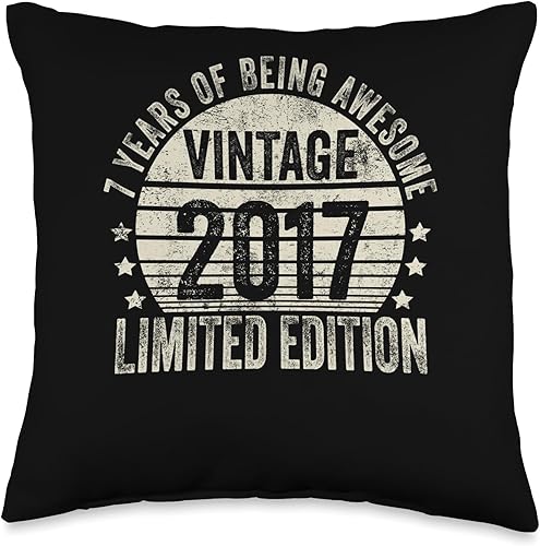 Miniatura 1 de Regalos retro de 7 cumpleaños para niñas y niños, almohada de 16 x 16 pulgadas, multicolor