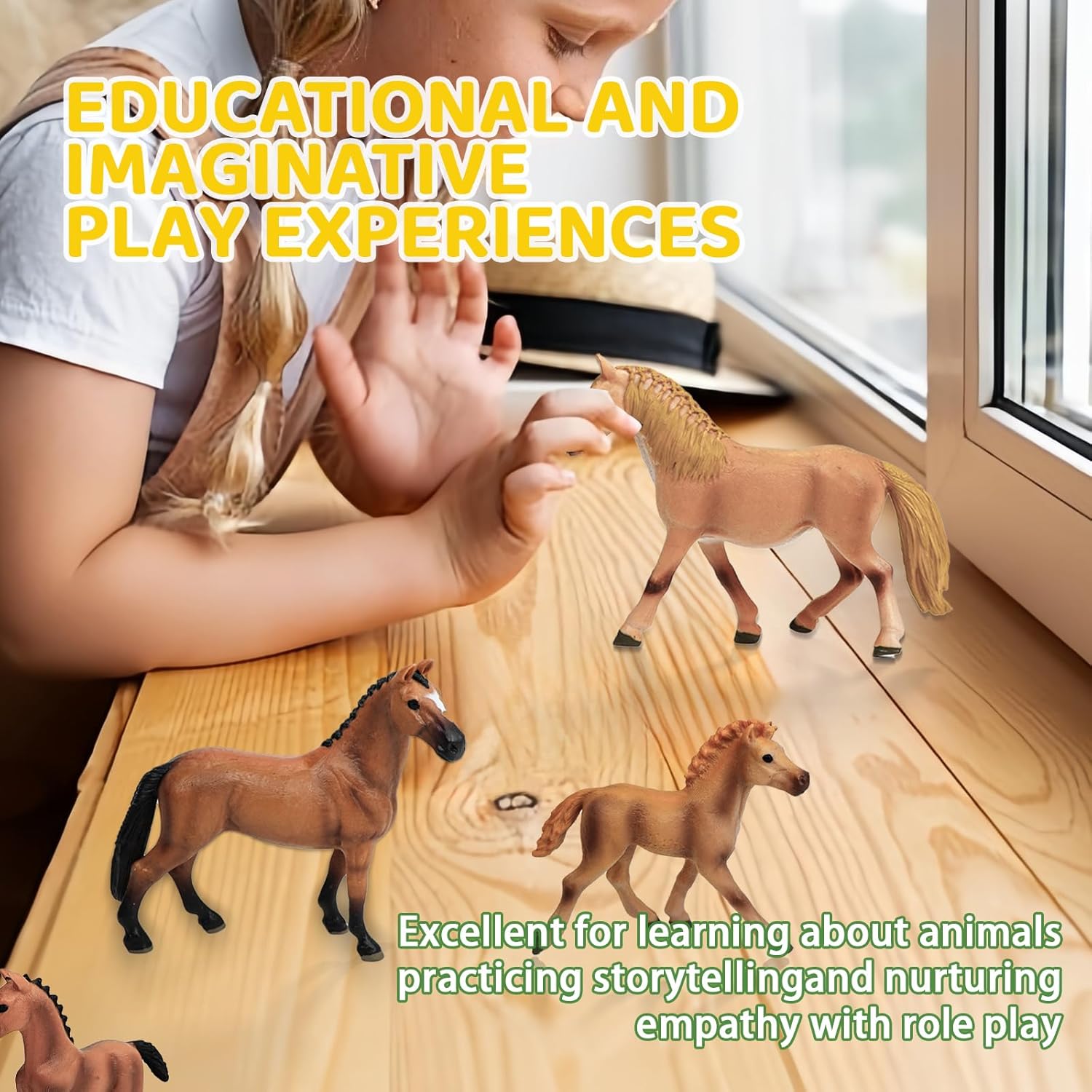 Horse Figurines 8PCS Plastic Toy Horses Farm Animal Toys for Kids Perfect as Horse Party Favors and Toddler Horse Toys