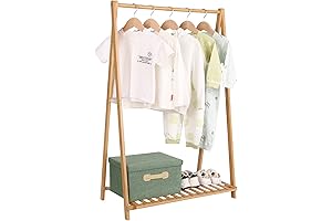 Small Bamboo Garment Rack: Kids Clothing Rack for Costumes and Dress Up