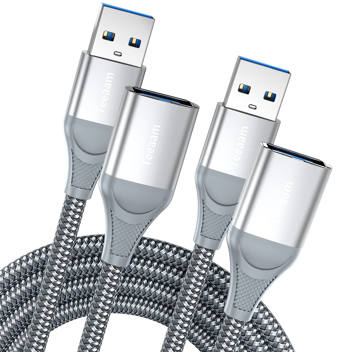 USB 3.0 Verlängerungskabel – 2m + 3m – Nylon-Mantel & Metall-Stecker – Für Drucker, Kamera & Mehr