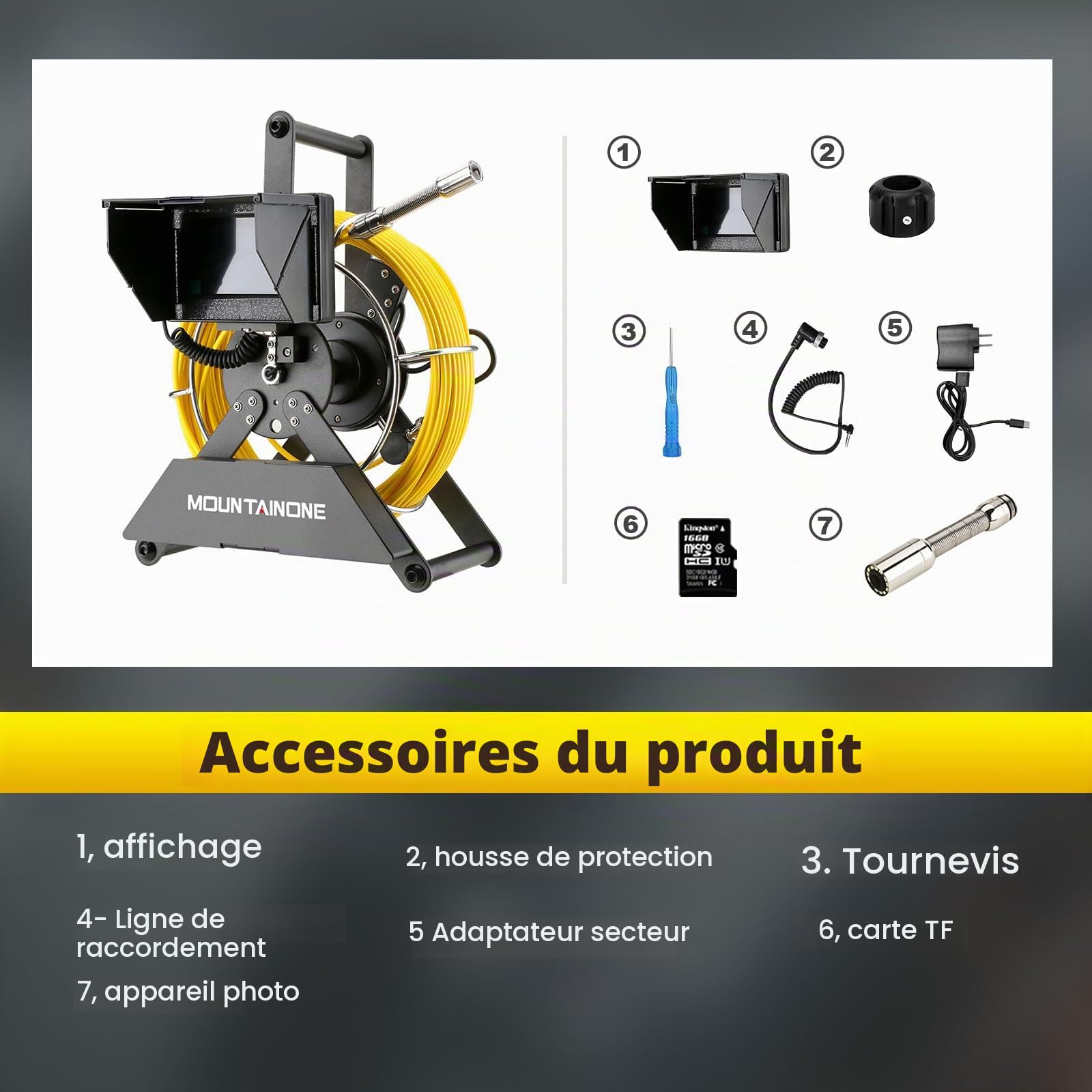 Caméra d'Inspection Canalisation de 4,3 Pouces, Caméra Endoscopique Canalisation avec DVR, Endoscope Industriel Camera d'inspection Canalisation IP68 étanche avec 12 Lampes LED