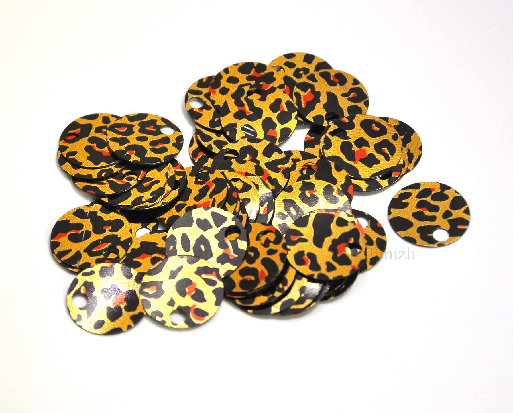 Bihızlı Çanta Pulu, Patik Pulu (10 Gram) 20 mm Leopar Desenli Altın Renk