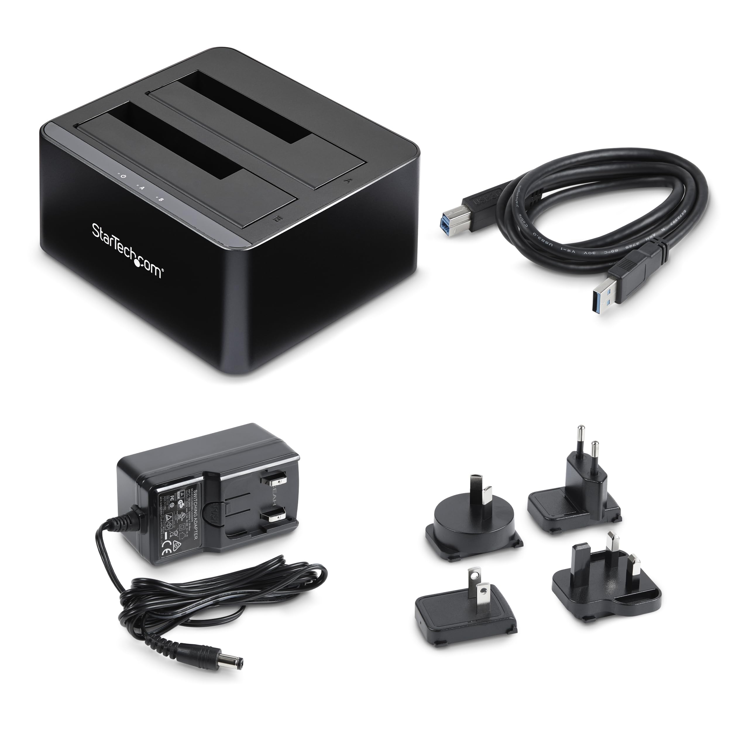 StarTech.com Docking Station USB 3.0 de 2 Bahías SATA, Base de Acoplamiento USB de Disco Duro Externo SATA I/II/III de 2,5/3,5", Estación de Acoplamiento de Intercambio en Caliente (SDOCK2U33V)