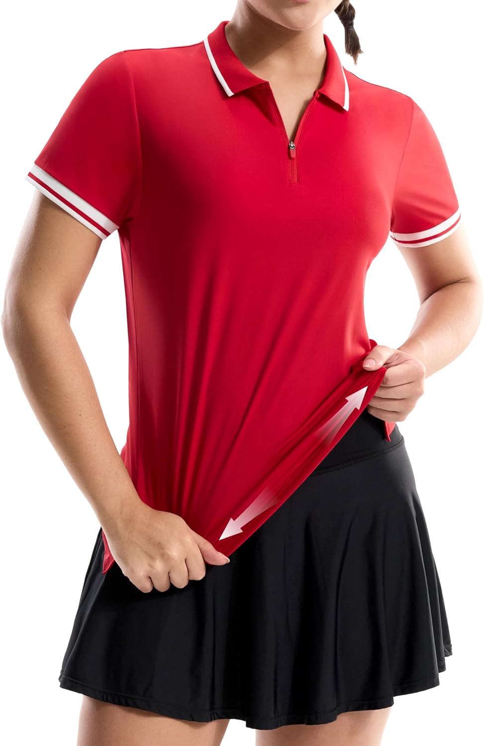 MIER Golf Polo Shirts for Women - 1/4 Zip Up Short Sleeve Tennis Tops, Dry Fit UPF 50+ Athletic Collared Shirt for Pickleball - Image 2