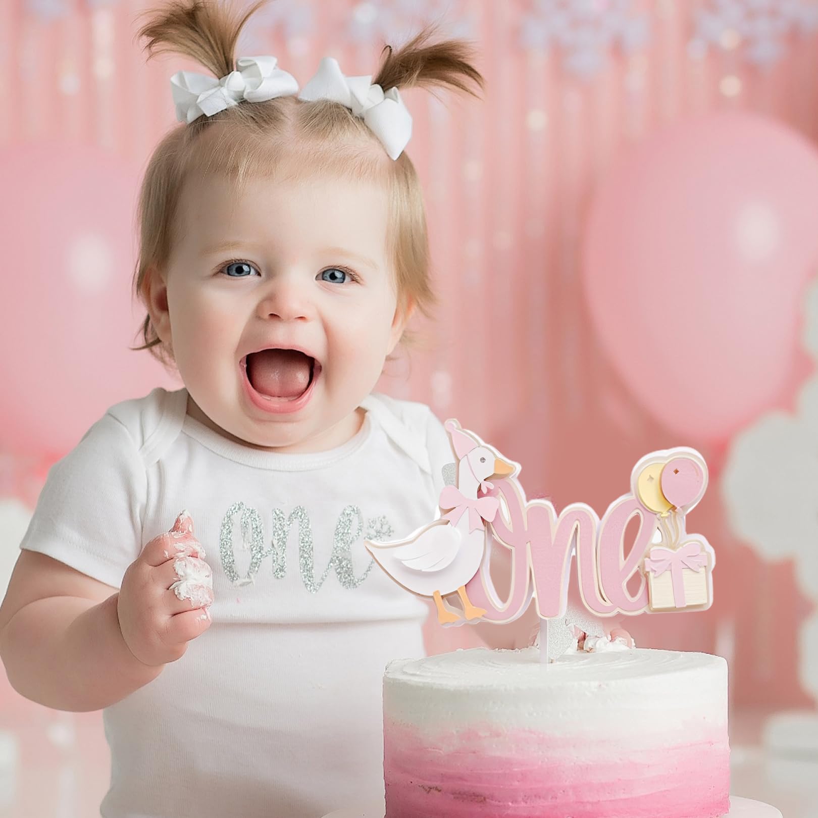 Holz Cake Topper Für 1. Geburtstag – Inkl. Flaggen & Seil, Naturholz, Wiederverwendbar