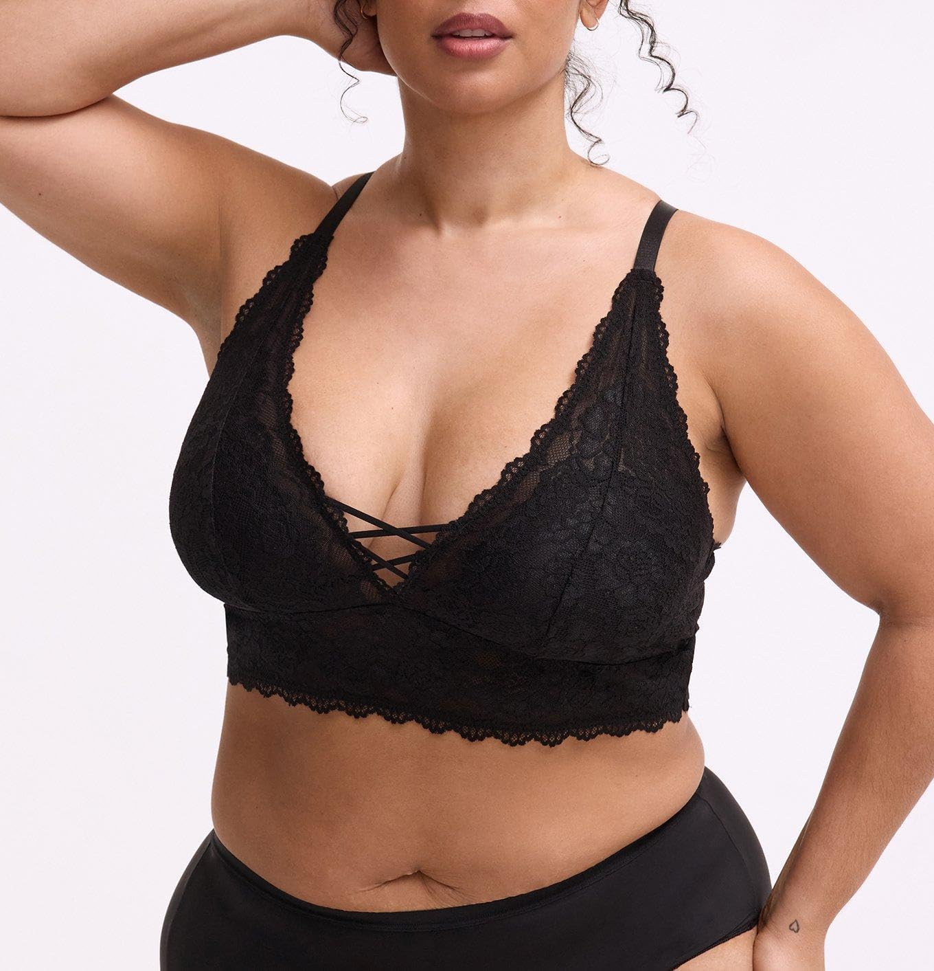 Torrid Women's Plus Size Lightly Lined XO Lace Bralette with Crisscross Design