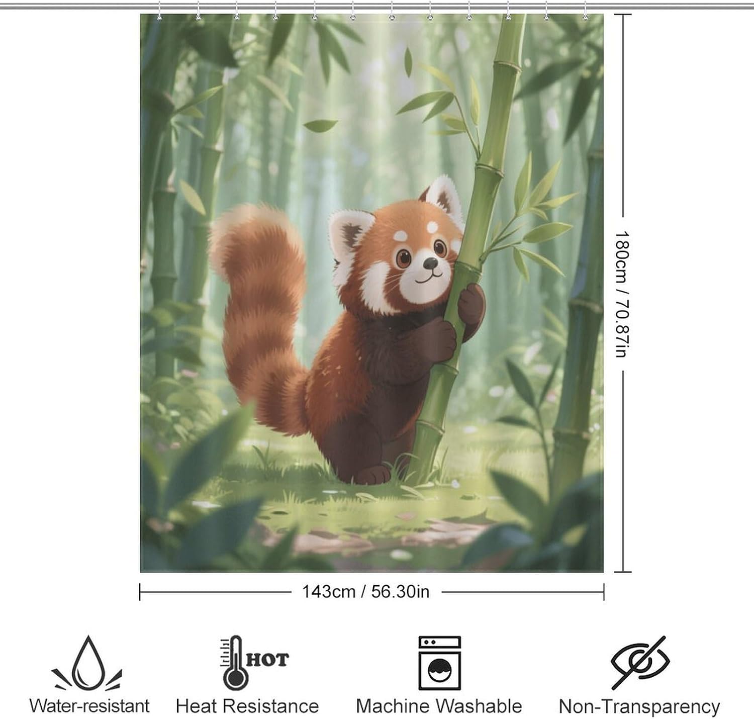 Shower Curtains Fabric Shower Curtain Liner Liner Showers Curtain Red Pandas in The Bamboo Forest Showers Curtin Opaque for Privacy Protection Water Splash Protection High Aesthetics
