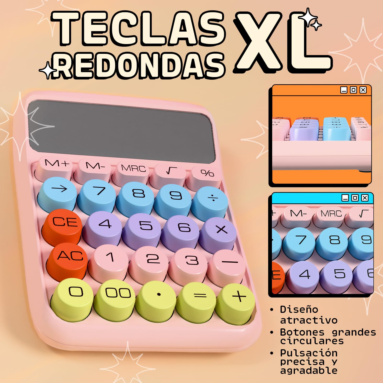 Zeno Calculadora Rosa – Calculadora de Escritorio Cute con Teclas Grandes, 12 Dígitos, para Escuela, Casa y Accesorios de Oficina Rosas