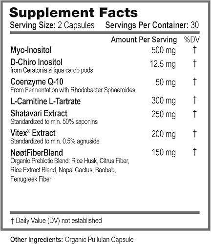 Miniatura 4 de NOOT Female Fertility - Concepción para ella con mio-inositol, D-Chiro inositol, Shatavari, Vitex y CoQ10, equilibrio hormonal natural para mujeres