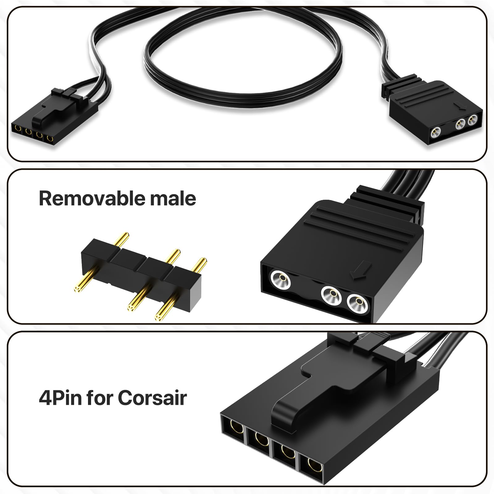 Corsair 専用分岐 Amazon | Corsair RGB 4ピンから3ピンARGBアダプター、ICUE Commander