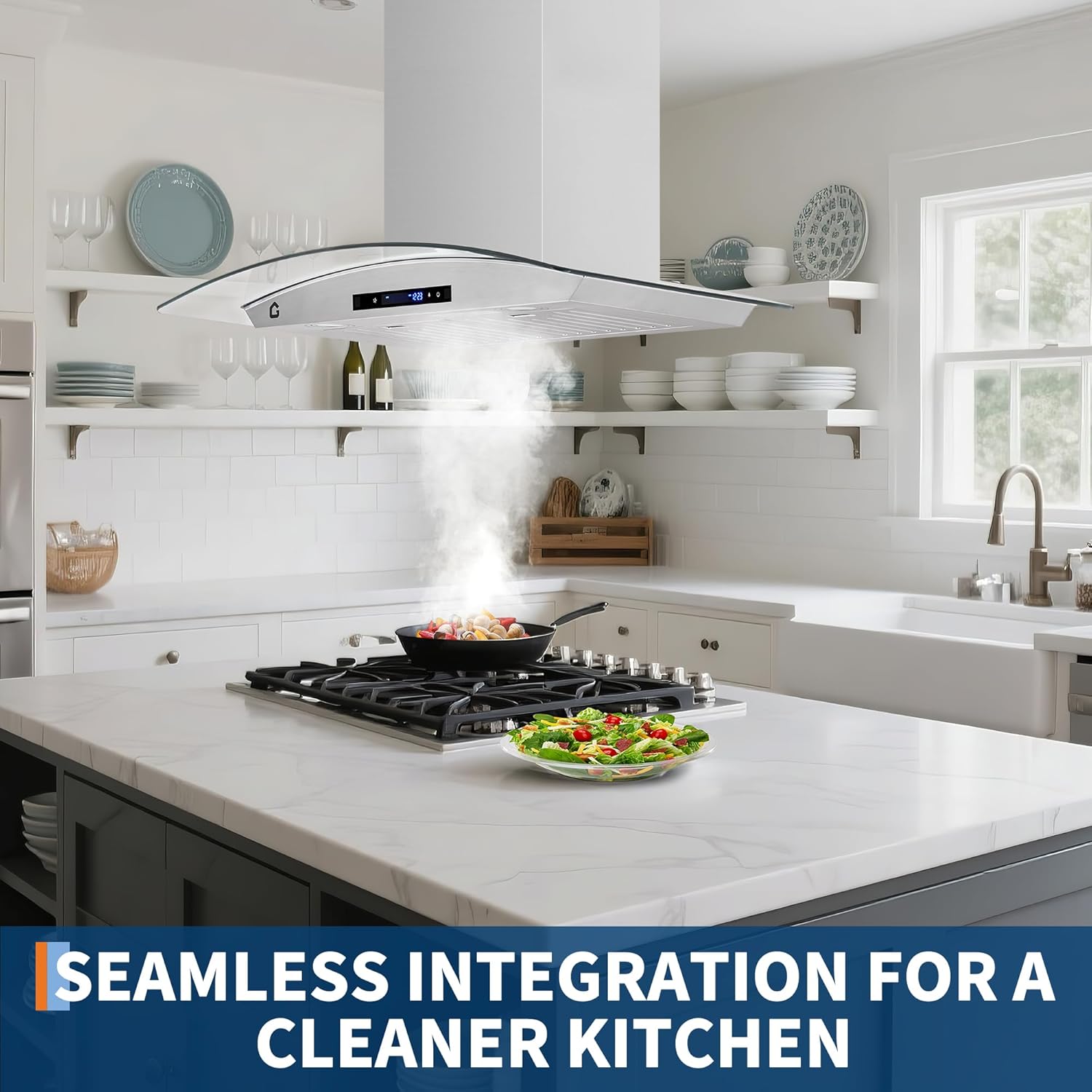 30" Wall Mount Range Hoods, Kitchen Vent Hood, Gesture/Touch/Remote Control, 3 Speed Settings, Stainless Steel With Ducted/Ductless Convertible, 450 CFM, 2 LED Lights, Easy Install