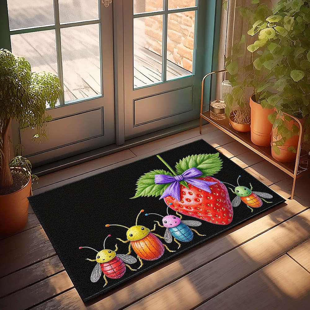 Paillasson extérieur coléoptères colorés tapis de porte intérieur design fraise
