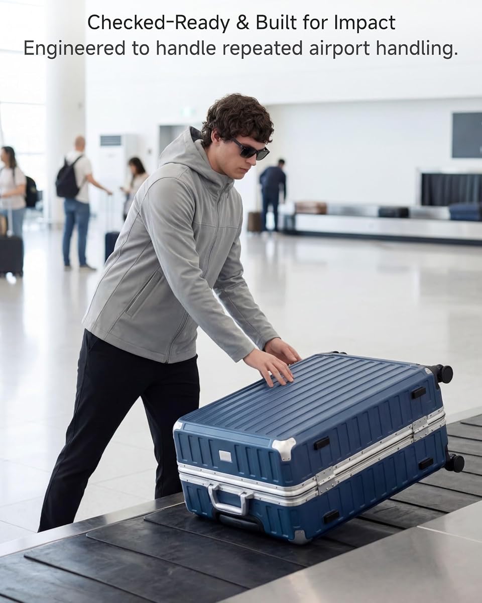 LUGGEX 28 Inch Zipperless Checked Luggage, Charcoal Metallic Charcoal Metallic 28 Inch image 1