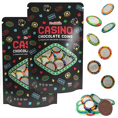 Miniatura 10 de Fruidles Paquete de 25 fichas de póker de casino, monedas de chocolate con leche belga, productos lácteos certificados Kosher, sin OGM