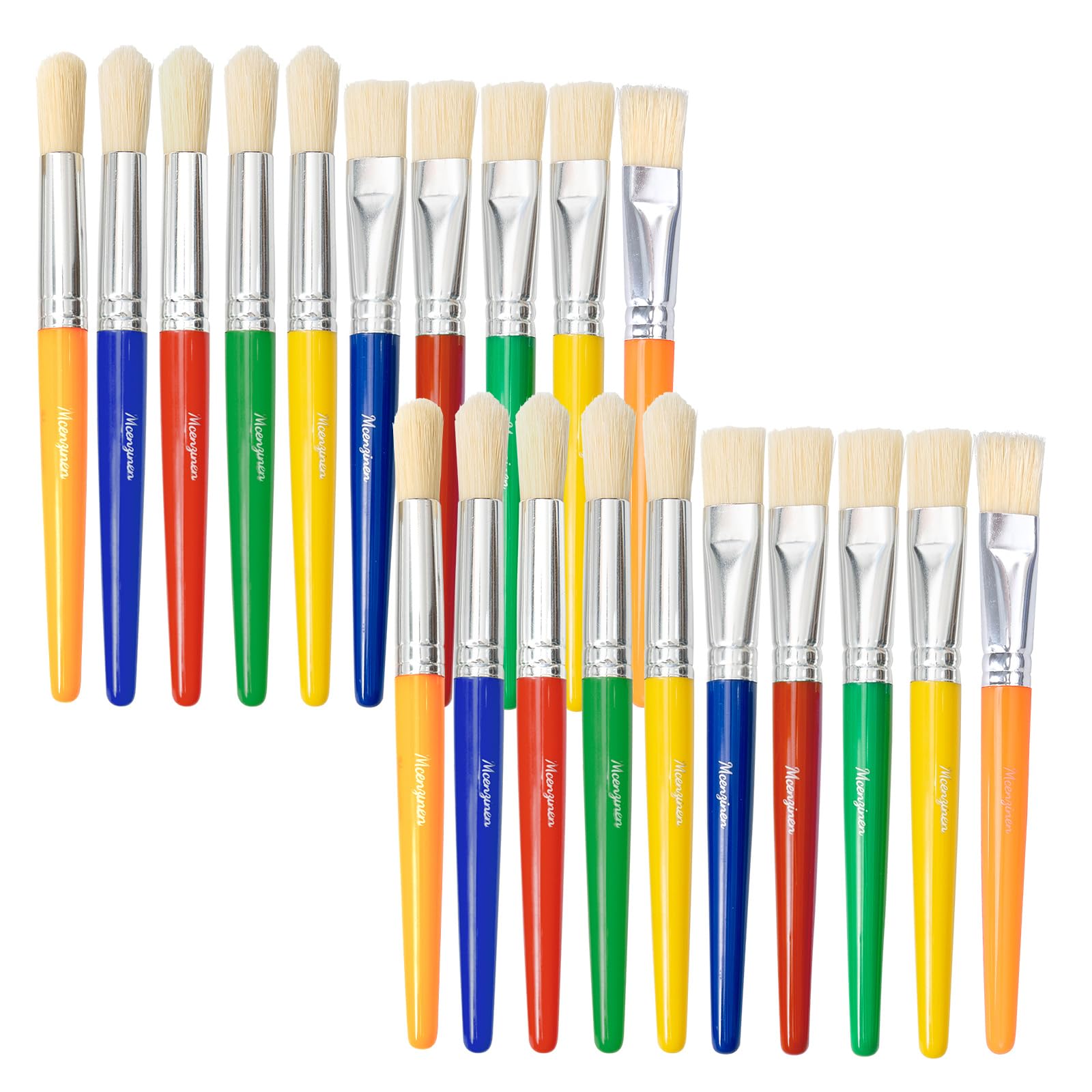 Mcenzinen Large Paint Brushes Round and Flat Paint Brushes for Kids, Children‘s Washable Paintbrushes, Colourful Paint Brush Set for Toddler