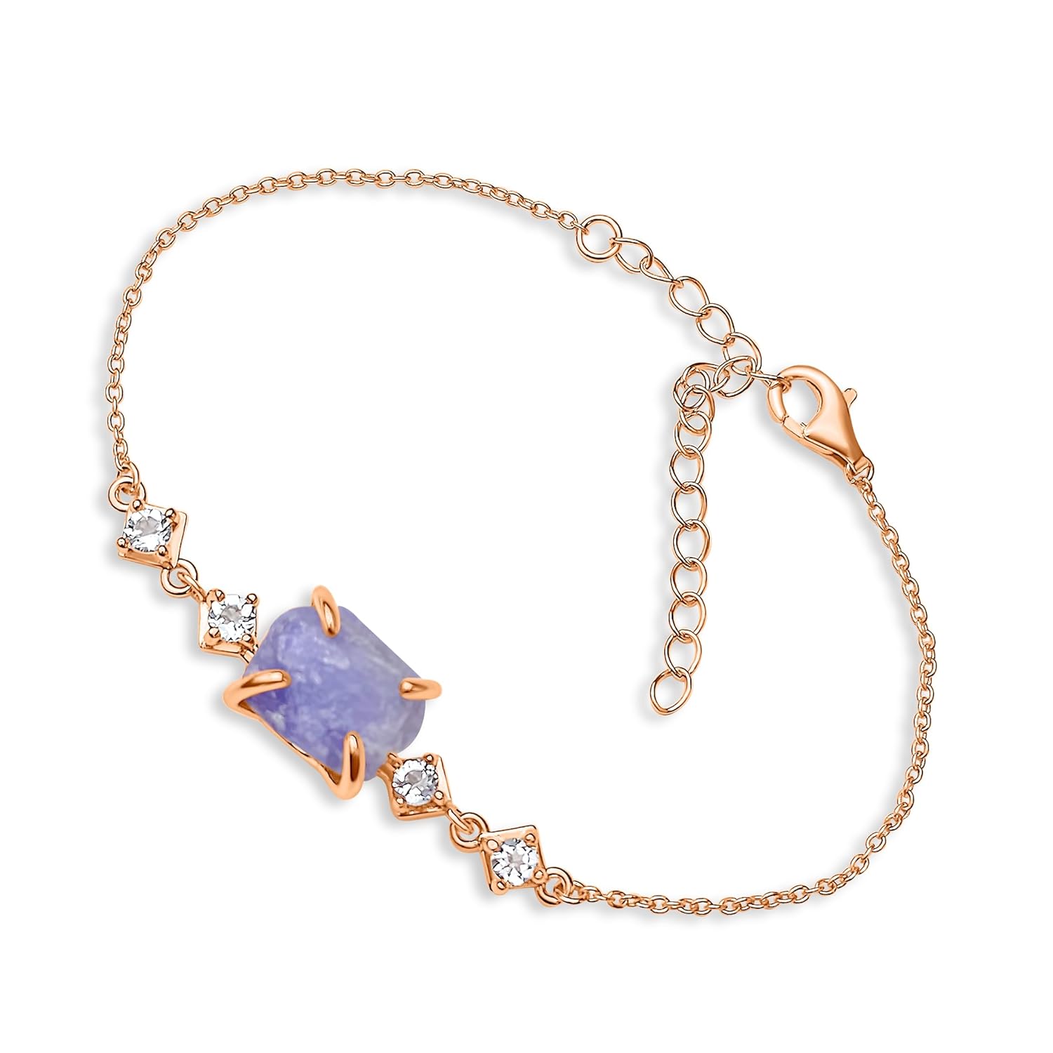 Raw tanzanite Chain Bracelet Birthstone Gift for Her on Valentine Birthday Christmas Anniversary Mothers day Uniquelan Jewelry (tanzanite, rose-gold)