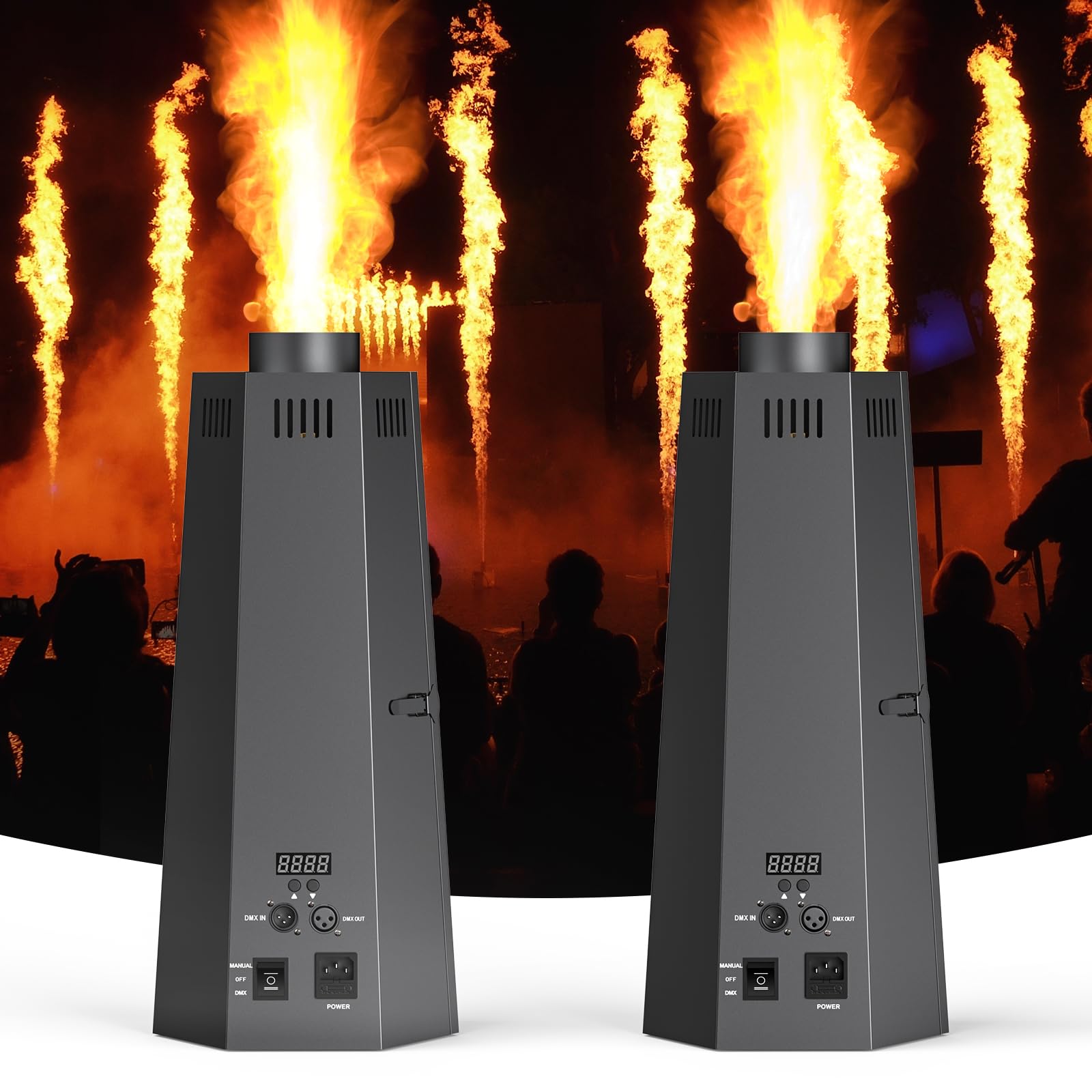 Lanciafiamme, 2 proiettori di fiamma da 150 W, con controller D-MX, Dj Jet Flame Machine per concerti, spettacoli, feste, Halloween, Natale, eventi sportivi